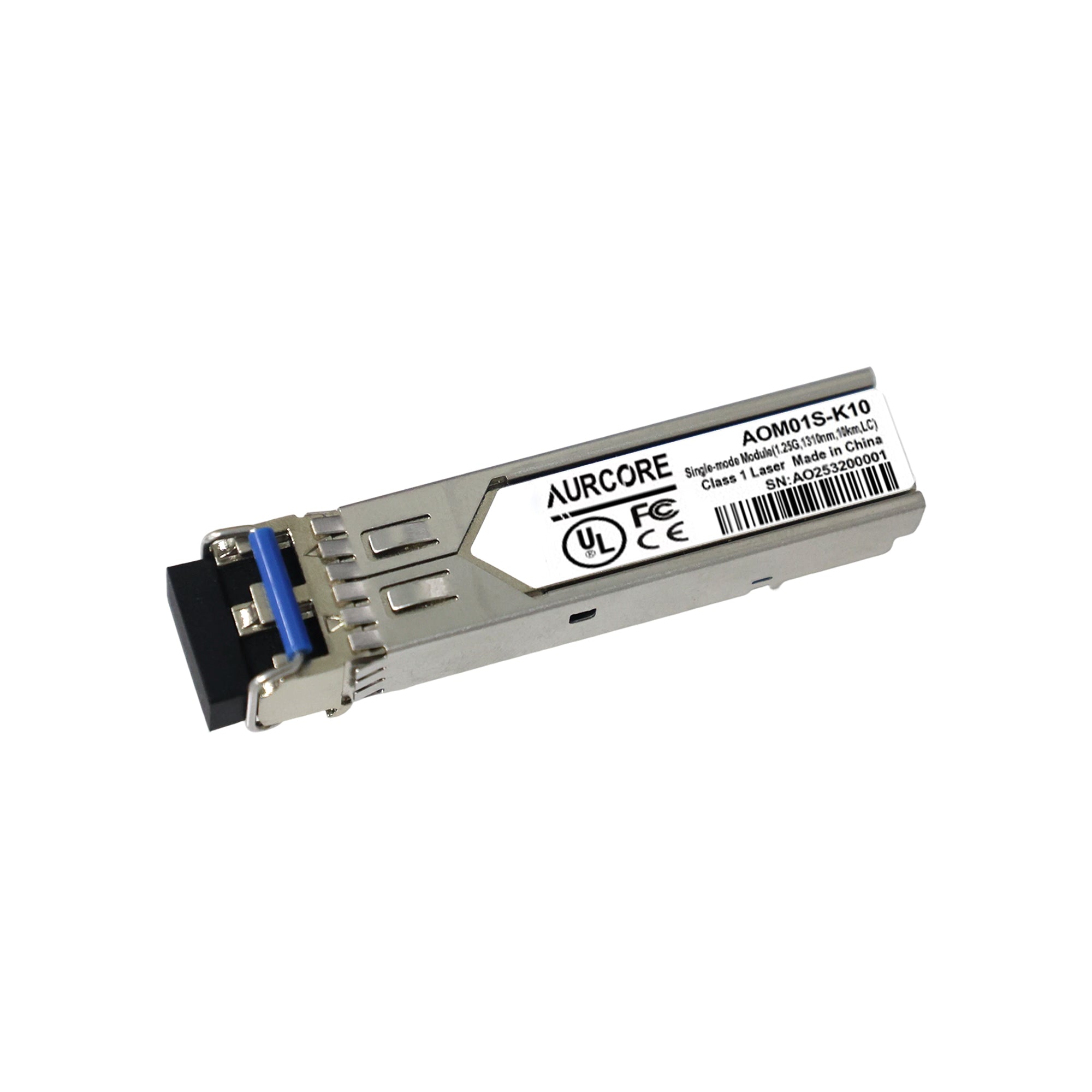 1000BASE-LX SFP 1310nm 10km (6.21mi) DOM Duplex LC SMF Optical Transceiver Module, AOM01S-K10