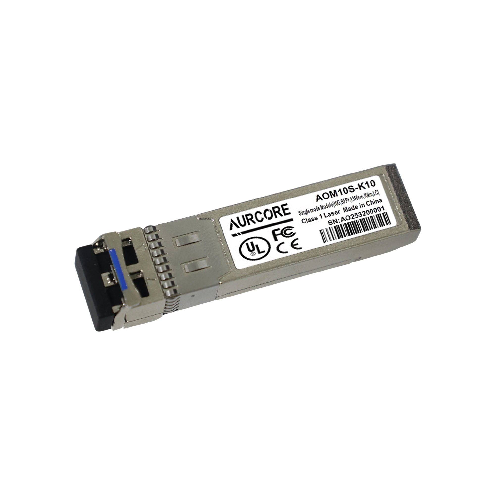 10GBASE-LR SFP+ 1310nm 10km (6.21mi) DOM Duplex LC SMF Optical Transceiver Module, AOM10S-K10
