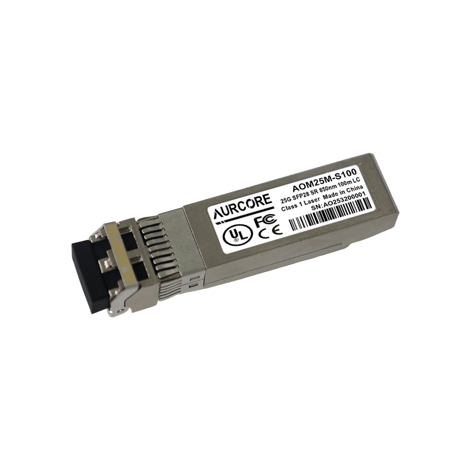 25GBASE-SR SFP28 850nm 100m (328ft) DOM Duplex LC MMF Optical Transceiver Module, AOM25M-S100